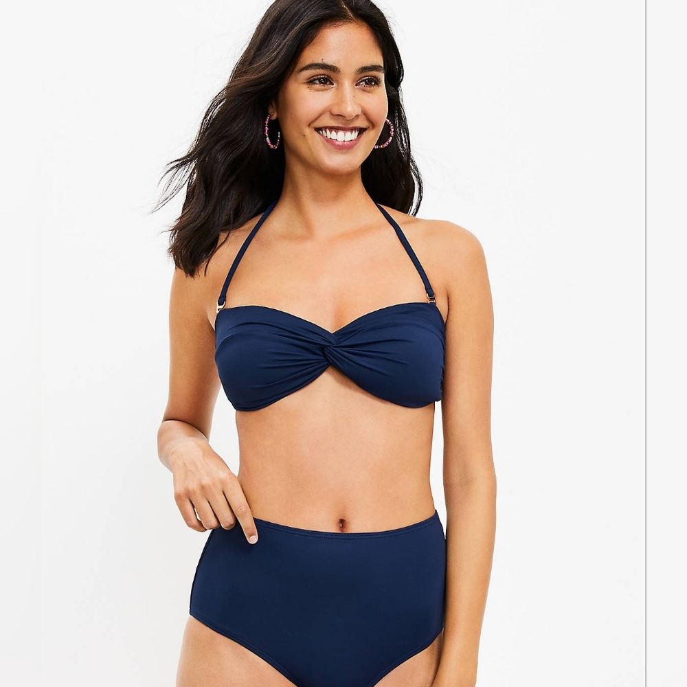 LOFT Beach Shirred Twist Bandeau Bikini Top